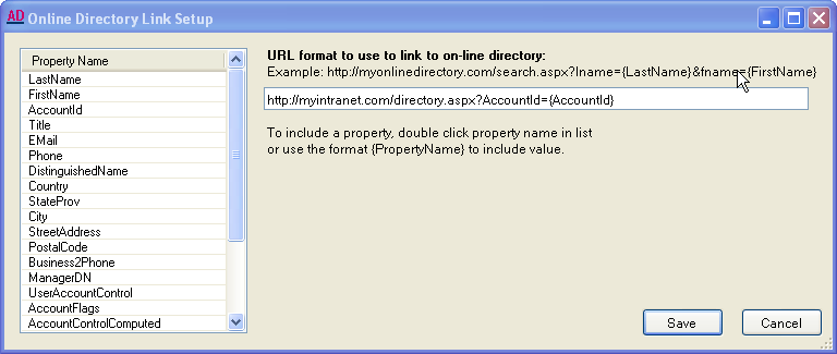 Online directory link configuration